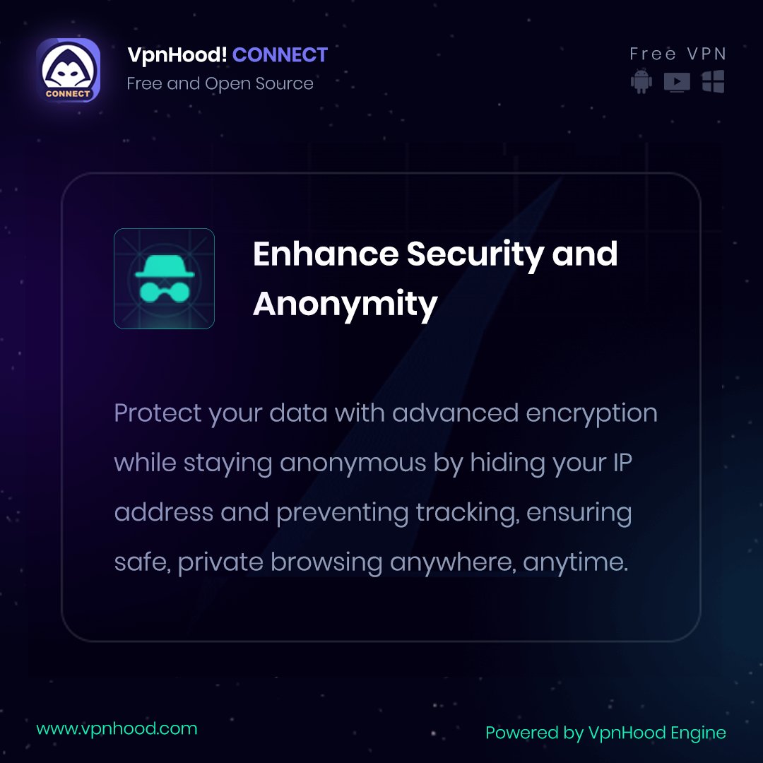 vpnhood's tweet photo. VpnHood! CONNECT
Simple and Powerful Free VPN.
Protect your data with advanced encryption while staying anonymous by hiding your IP address and preventing tracking, ensuring safe, private browsing anywhere, anytime.
#freevpn #androidvpn #windowsvpn #bestvpn #securevpn https://t.co/QnO1GMQq3J
