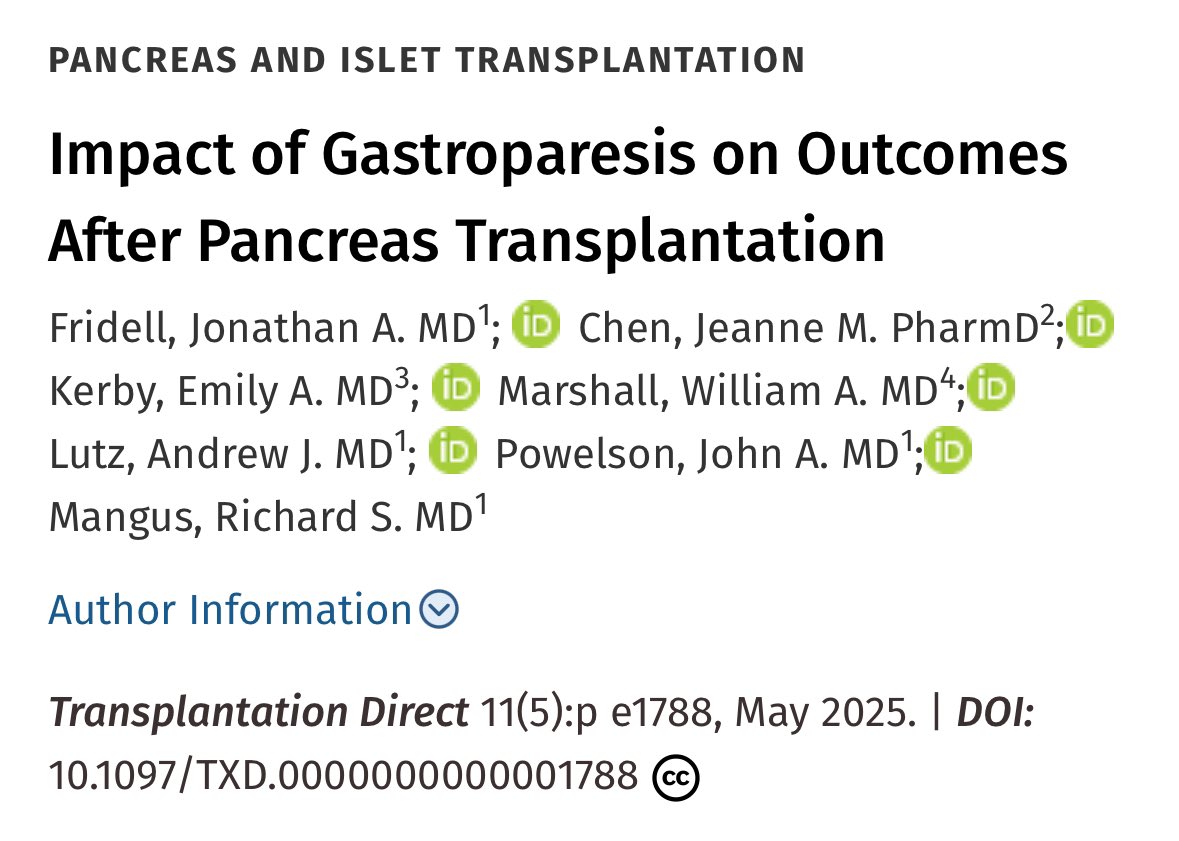 Jonathan Fridell (@jonathanfridell) on Twitter photo At long last! This important study was just published in Transplant Direct. <a href="/IU_Surgery/">Indiana Surgery -Indiana Univ School of Medicine</a> <a href="/IPITA_YIC/">IPITA YIC</a> <a href="/AST_KPCOP/">Kidney Pancreas Community of Practice - AST</a> At long last! This important study was just published in Transplant Direct. <a href="/IU_Surgery/">Indiana Surgery -Indiana Univ School of Medicine</a> <a href="/IPITA_YIC/">IPITA YIC</a> <a href="/AST_KPCOP/">Kidney Pancreas Community of Practice - AST</a>