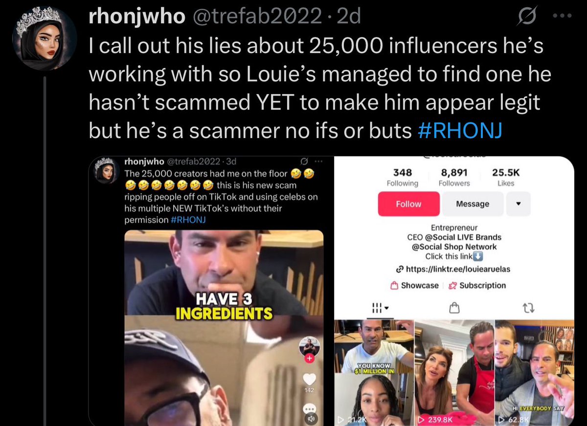trefab2022's tweet image. Screwy Louie is extremely triggered that his LIE about having access to 25,000 influencers was called out but how unprofessional is this “company” defending a known S CA M M E R hit me up when he screws you out of money 🤭 #RHONJ #unprofessional