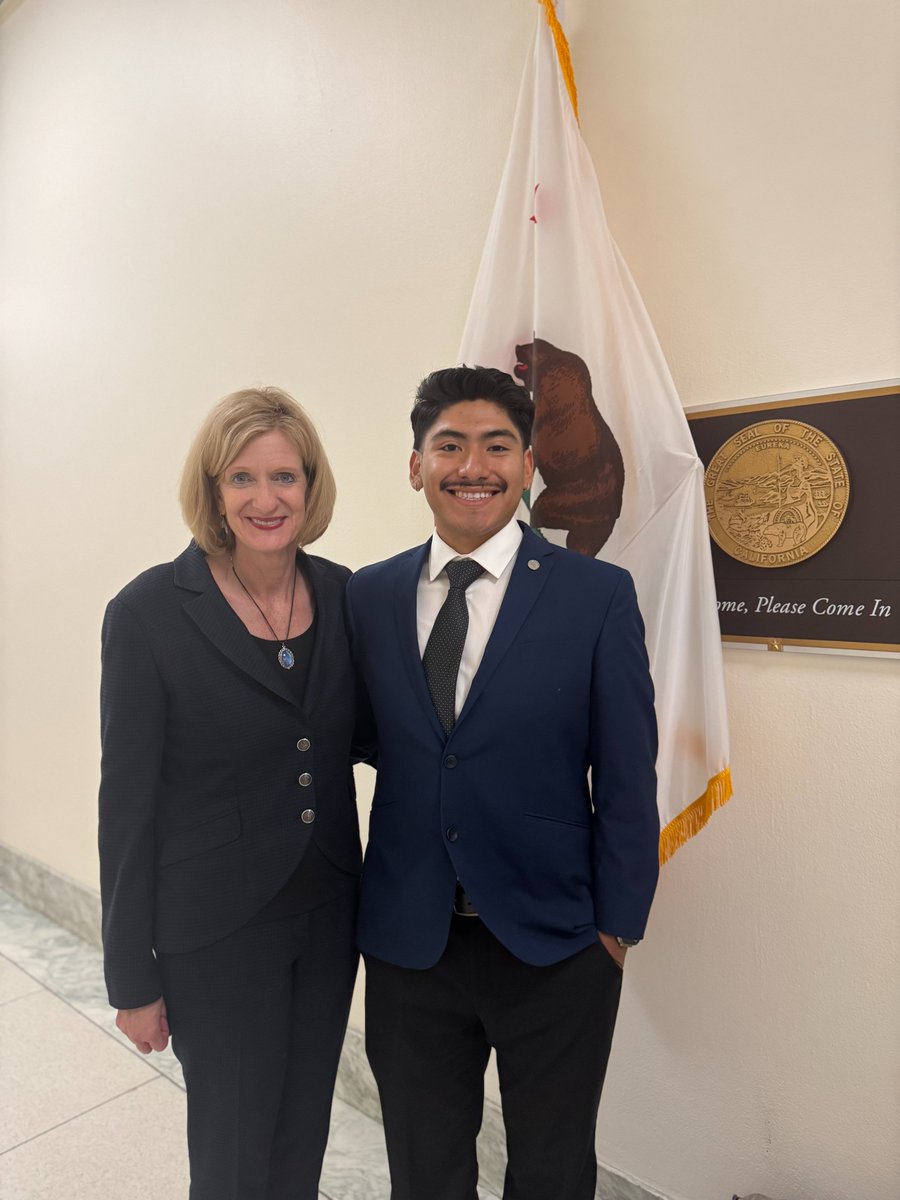 CSUSM's tweet photo. Thanks to CSUSM President @EllenNeufeldt and ASI President Octavio Martinez for advocating for support to help the CSU meet its goals of improving graduation rates, closing equity gaps and transforming the lives of students and their families. #csuHillDay #SupportHigherEd https://t.co/IaS8dN00G3