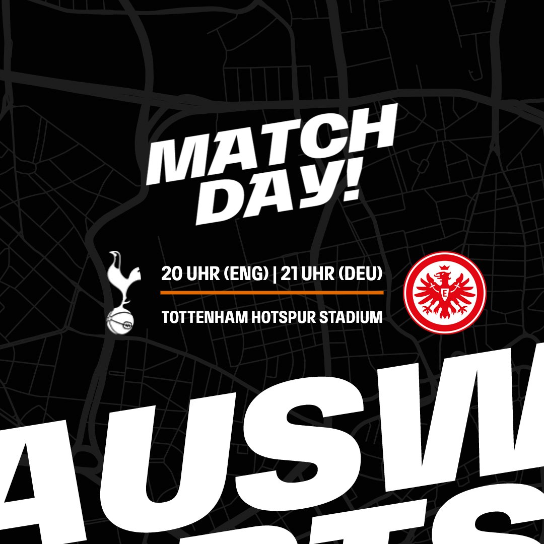 Eintracht Frankfurt (@eintracht) on Twitter photo 🔥⚔️ It’s London, it’s 𝐠𝐚𝐦𝐞𝐝𝐚𝐲 – volle Energie!
🆚 <a href="/SpursOfficial/">Tottenham Hotspur</a>
🏆 <a href="/EuropaLeague/">UEFA Europa League</a>, Viertelfinale (Hinspiel)
📺 RTL
📻 sge.de/eintrachtfm
🧑🦯 sge.de/sehbehinderten…
#SGE | #UEL | #TOTSGE 🔥⚔️ It’s London, it’s 𝐠𝐚𝐦𝐞𝐝𝐚𝐲 – volle Energie!
🆚 <a href="/SpursOfficial/">Tottenham Hotspur</a>
🏆 <a href="/EuropaLeague/">UEFA Europa League</a>, Viertelfinale (Hinspiel)
📺 RTL
📻 sge.de/eintrachtfm
🧑🦯 sge.de/sehbehinderten…
#SGE | #UEL | #TOTSGE