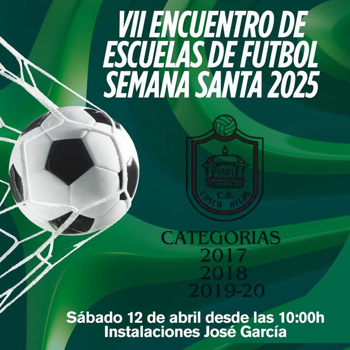 ⚽🏃 𝗩𝗜𝗜 𝗘𝗡𝗖𝗨𝗘𝗡𝗧𝗥𝗢 𝗗𝗘 𝗘𝗦𝗖𝗨𝗘𝗟𝗔𝗦 𝗗𝗘 𝗙𝗨𝗧𝗕𝗢𝗟 𝗗𝗘 𝗦𝗘𝗠𝗔𝗡𝗔 𝗦𝗔𝗡𝗧𝗔 𝗖.𝗗.𝗖𝗔𝗦𝗖𝗢 𝗩𝗜𝗘𝗝𝗢
𝑺𝒐𝒍𝒐 𝒇𝒂𝒍𝒕𝒂𝒏4️⃣ 𝒅𝒊𝒂𝒔
28 equipos, cerca de 50 partidos, 350 participantes... Este sábado regresa el futbol para los mas peques.
#CDCascoViejo