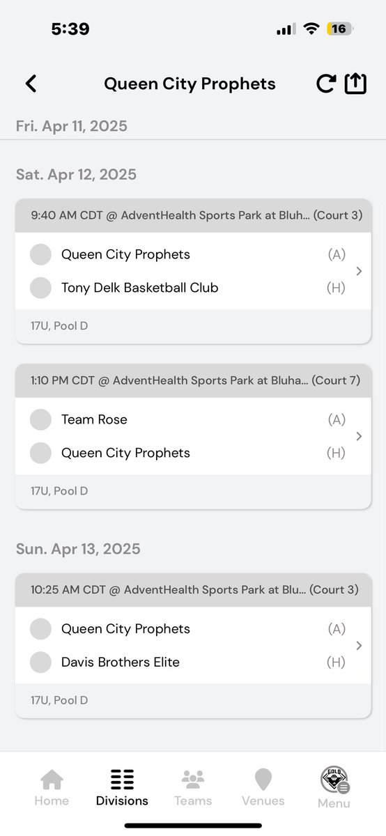 Adidas Gold /// Schedule Session 1
Kansas City