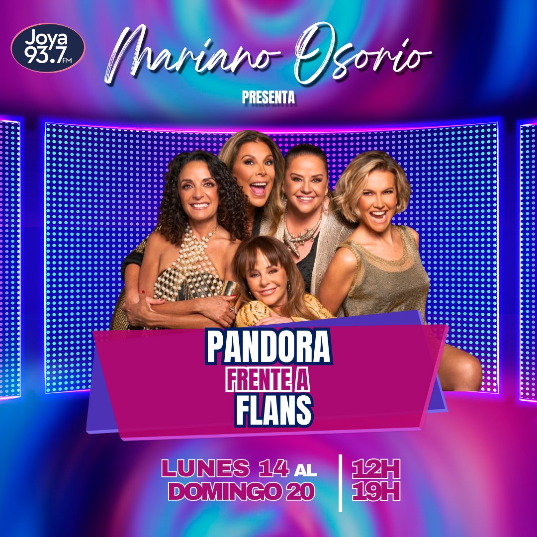 Joya937FM's tweet photo. #FrenteaFrente 🎤 ¡Duelo de divas en Joya 93.7!
¡El frente a frente más emocionante, presentado por Mariano Osorio! 🌟
👍 Dale like si eres #TeamPandora
💬 Deja un comentario si eres #TeamFlans
Sintoniza Joya 93.7 y revive los grandes éxitos que marcaron época💎 https://t.co/wsGtr5nPjp