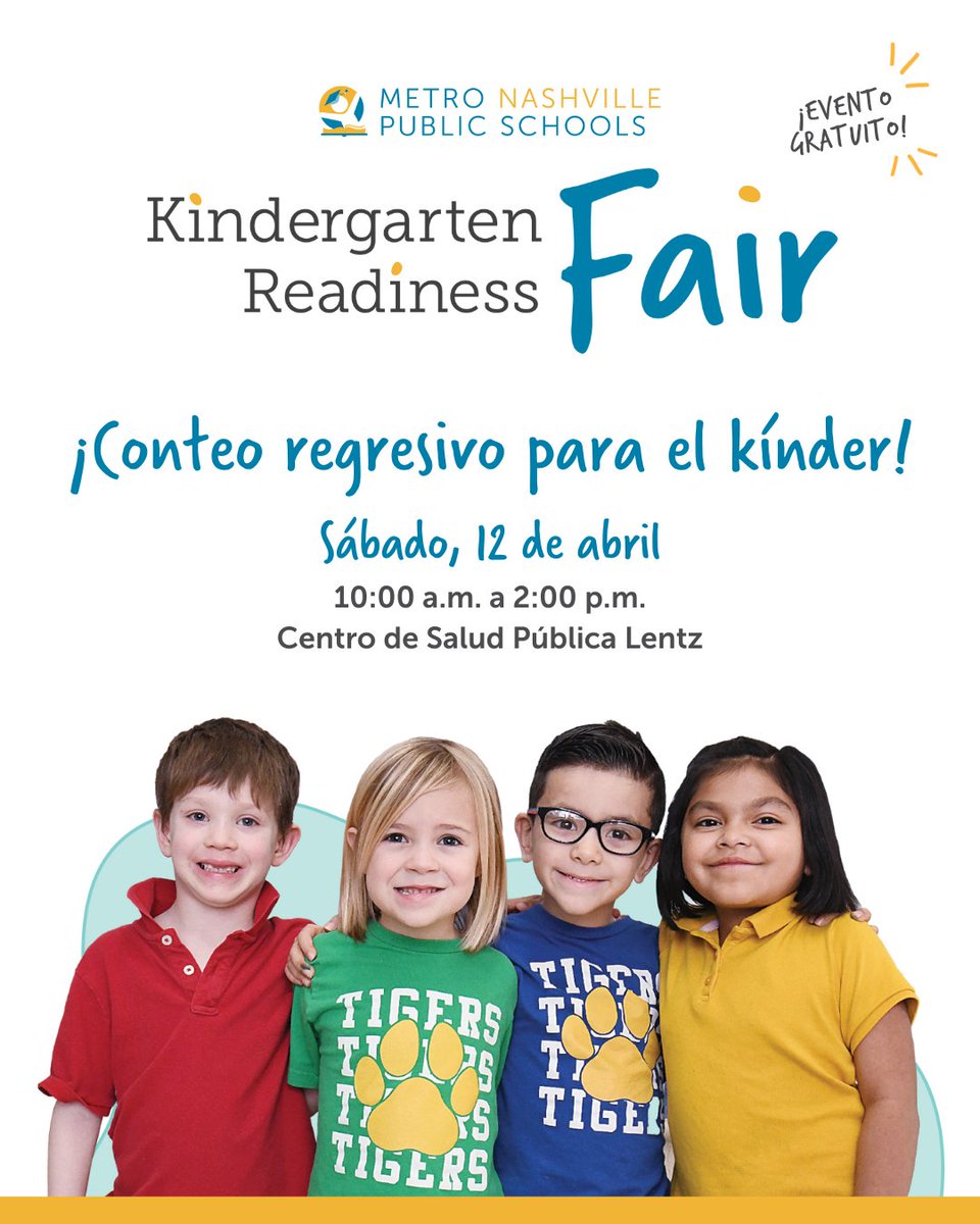 Is your child starting Kindergarten in August? Join us at the Kindergarten Readiness Fair from 10 a.m. to 2 p.m. Saturday, April 12 at the Lentz Public Health Center and we'll get you registered! 
We have full details and a list of documents needed on earlylearning.mnps.org/fair. If