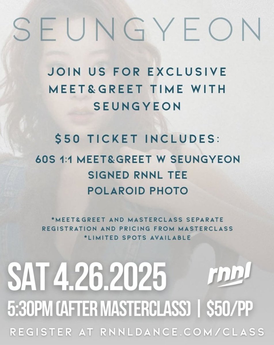 CLC_Schedule's tweet photo. Additional: 

The meet and greet will include getting a signed RNNL Tee and Polaroid Photo with the 60s 1:1 

#장승연 #CHANG_SEUNGYEON https://t.co/96thSHKe8B