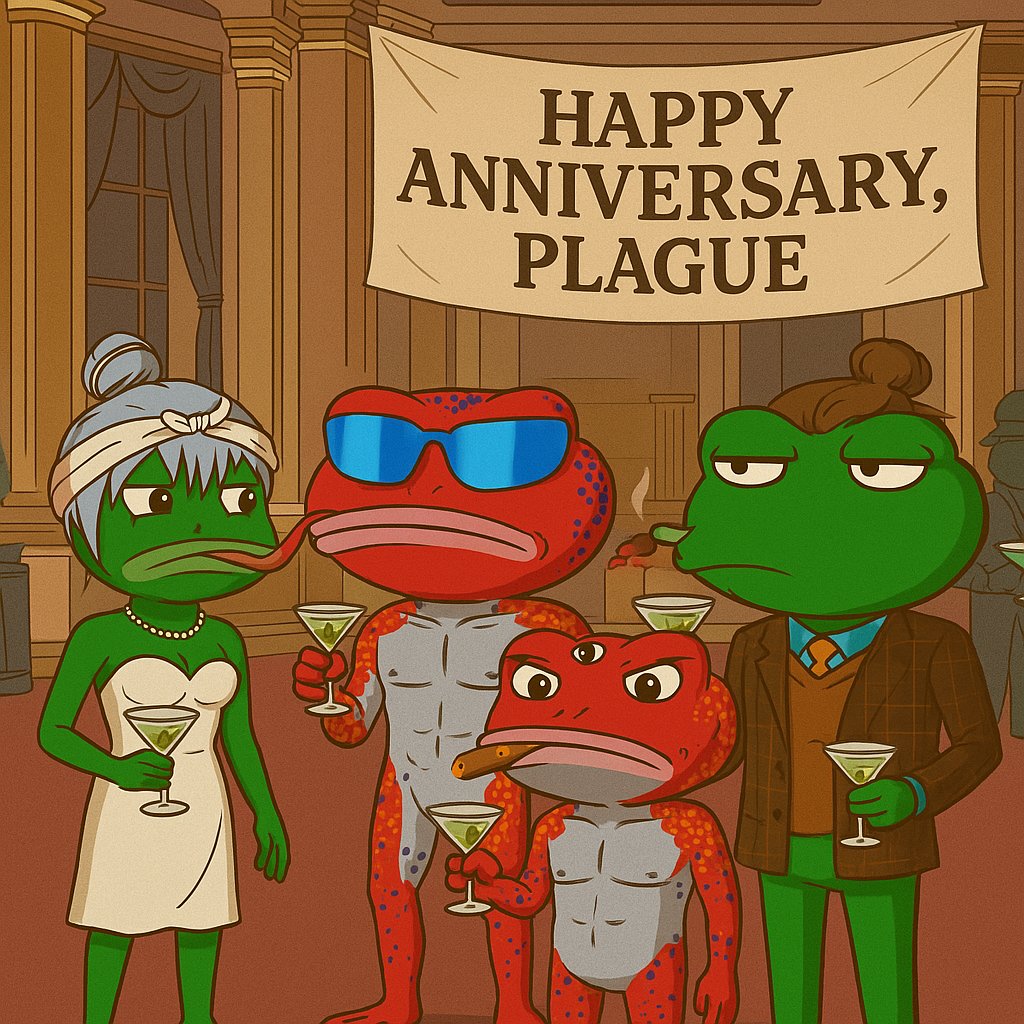 Happy Anniversary Plague! 
<a href="/Pons_ETH/">Pons Asinorum</a> <a href="/ThePlagueNFT/">The Plague Of Frogs 🐸</a>