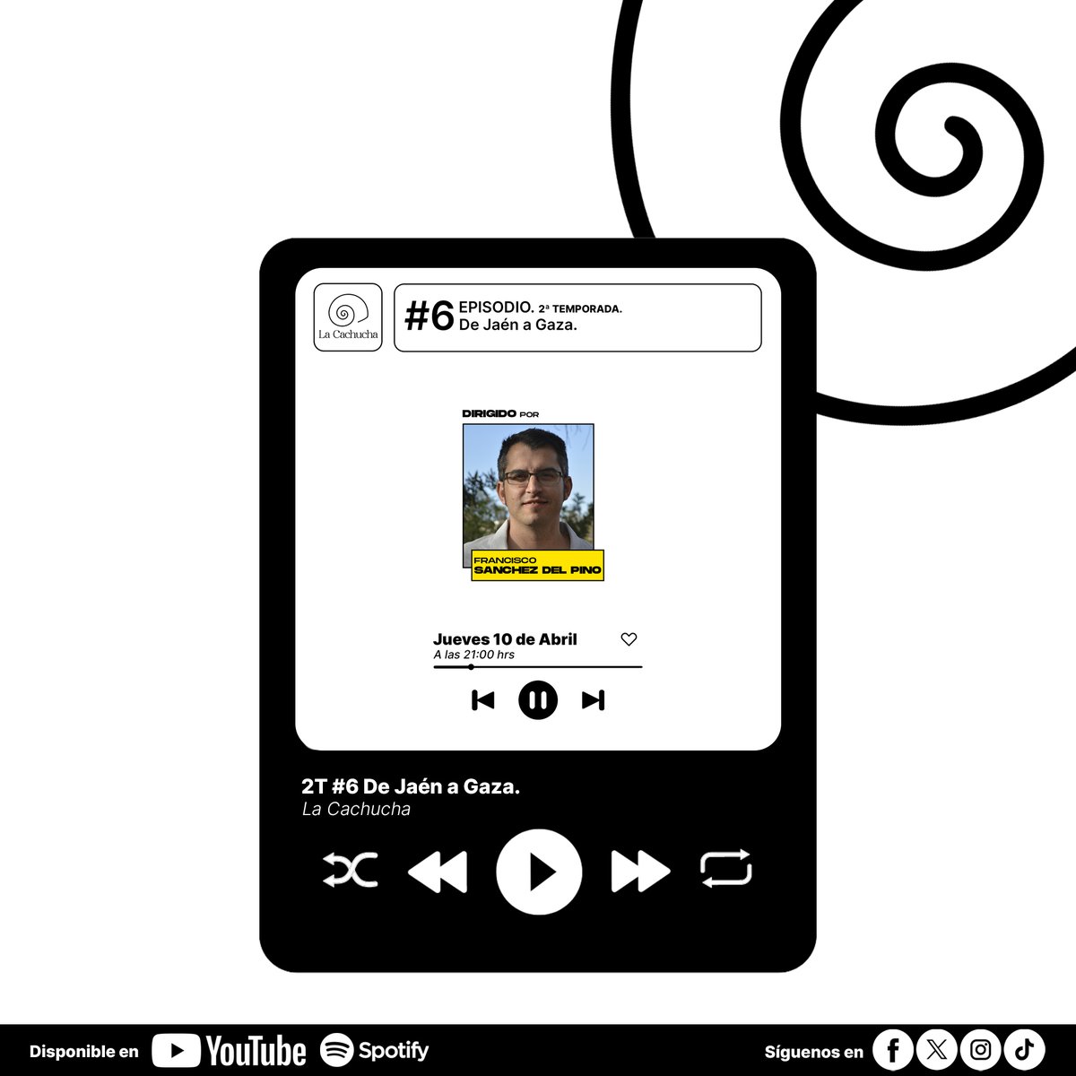 🐌🎙️ Nuevo episodio de La Cachucha: "Una rama de olivo. De Jaén a Gaza" 🌿

Desde Gaza, el testimonio de <a href="/ayaashour48/">Aya Ashour</a>. Hablamos de memoria, resistencia y comunidad.

🎧 Ya en YouTube y Spotify.
📺 youtu.be/UE2pvae_kOs

#JaénConPalestina #LaCachuchaPodcast