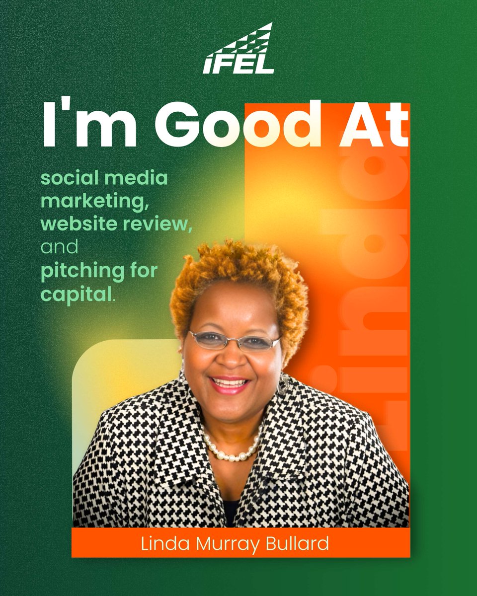 weareifel's tweet photo. I’M GOOD AT... Energizing Entrepreneurs!

Meet The Business Plug Linda Murray—social media pro &amp; IFEL’s 2023 + 2024 Volunteer of the Year. She helps biz owners feel empowered &amp; revitalized!

👉 https://t.co/vOFqaxG0P3
#ImGoodAt #TheBusinessPlug #IFELVolunteers #SBNU https://t.co/4tVSgYUaGO