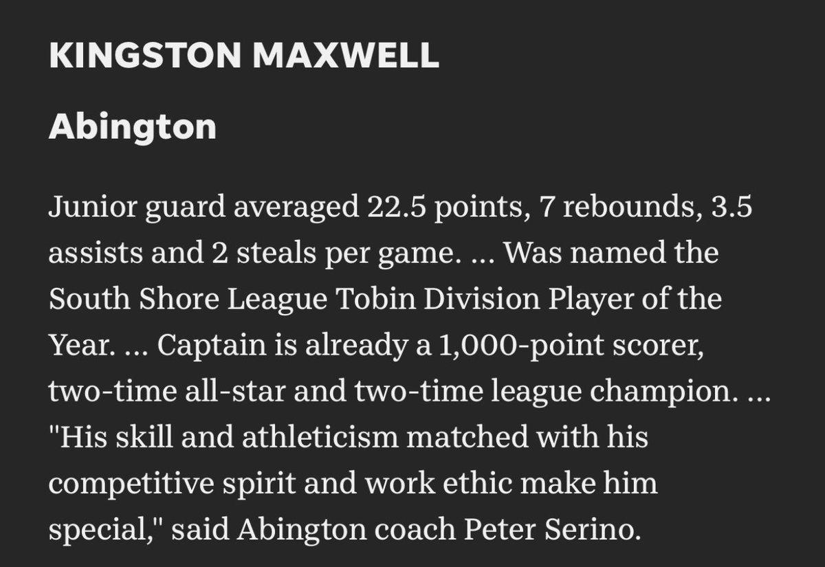 Abington Boys Basketball (@gwphoops) on Twitter photo Congratulations to Kingston Maxwell for being named to the <a href="/BrocktonSports/">Brockton Enterprise sports</a> 1st Team All-Scholastic #GWP Congratulations to Kingston Maxwell for being named to the <a href="/BrocktonSports/">Brockton Enterprise sports</a> 1st Team All-Scholastic #GWP