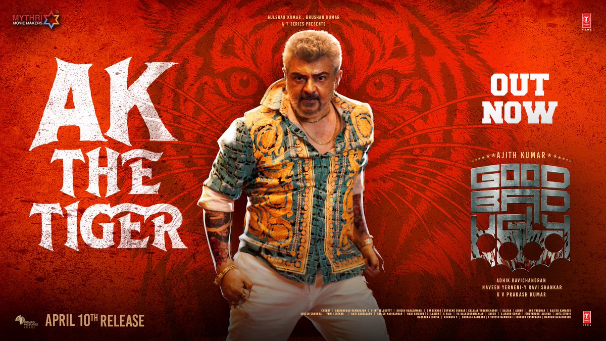 Suresh Chandra (@sureshchandraa) on Twitter photo AK is READY TO HUNT 💥💥💥
#GoodBadUgly third single #AKTheTiger out now!
▶️ youtu.be/5g6hWonqXr8
GBU Grand release worldwide in a few hours ❤🔥
Book your tickets now!
🎟️ linktr.ee/GBUTickets
#AjithKumar <a href="/trishtrashers/">Trish</a> <a href="/MythriOfficial/">Mythri Movie Makers</a> <a href="/Adhikravi/">Adhik Ravichandran</a> <a href="/gvprakash/">G.V.Prakash Kumar</a> AK is READY TO HUNT 💥💥💥
#GoodBadUgly third single #AKTheTiger out now!
▶️ youtu.be/5g6hWonqXr8
GBU Grand release worldwide in a few hours ❤🔥
Book your tickets now!
🎟️ linktr.ee/GBUTickets
#AjithKumar <a href="/trishtrashers/">Trish</a> <a href="/MythriOfficial/">Mythri Movie Makers</a> <a href="/Adhikravi/">Adhik Ravichandran</a> <a href="/gvprakash/">G.V.Prakash Kumar</a>