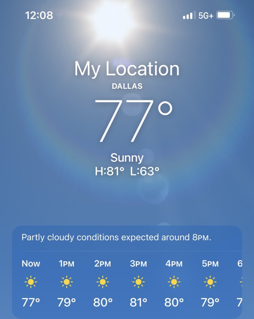 Current weather in Dallas. You can’t make this up.