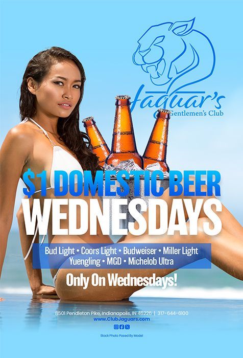 ClubJaguarsIndy's tweet photo. HAPPY HUMPDAY!
Enjoy your favorite cold domestic beers for $1 only from 12pm-3am!
.
.
.
#dollarbeer #drinks #beer #beerdrinker #coldbeer #jaguars #indy #indybars https://t.co/8nzxvnjeQ4