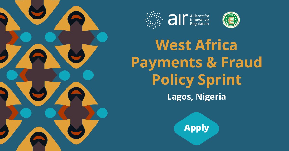 🌍 Apply now! Join AIR &amp; the West African Monetary Institute for the "West Africa Payments &amp; Fraud Policy Sprint" in Lagos, Nigeria on 8 - 9 July 2025.

📅 8 - 9 July 2025
📍 In person in Lagos, Nigeria
‼️ Space is limited

🔗Apply now: airsprint.mytevents.com