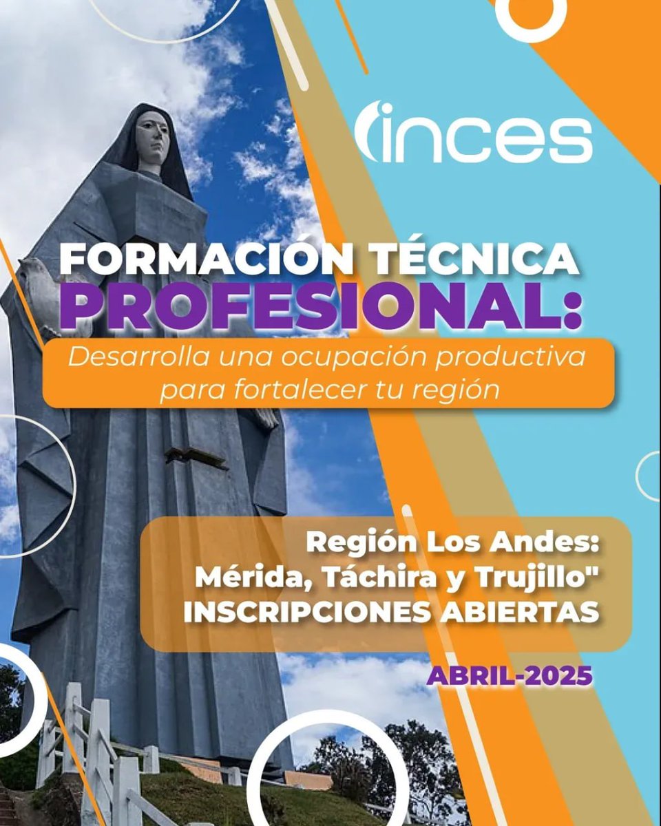 MeridaInces1's tweet image. ¡Inscripciones abiertas ✍🏼
🏔 ¡Formación Técnica de Calidad cerca de ti! En Mérida:
✔️ Guías de turismo de aventura.
✔️ Productores agrícolas
✔️ Refrigeración.
✔️ Repostería.
Y muchas más...
💰 ¡Totalmente gratuito!
👉 Consulta el catálogo completo en inces.gob.ve