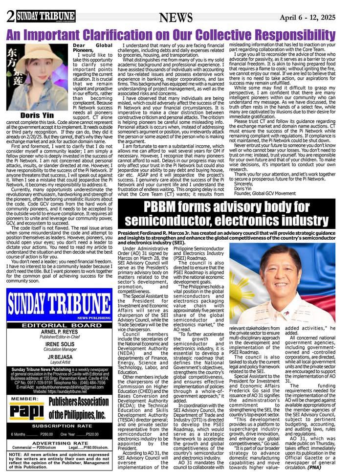 jojo102102's tweet photo. 💫💫💫PI NETWORK NEWS :  Pi Network: Together, we shape the financial future!   

Sunday Tribune Issue 36 (April 6-12, 2025) features two must-read articles from Doris Yin and Mr. JoJo, igniting inspiration for the Pioneer community!  

💫Ms. Doris Yin – A call for unity to ensure Pi’s success
Doris, founder of Global GCV Movement, stresses: Pioneers don’t need leaders—they need financial freedom! GCV is our collective effort, but global recognition demands unity and collaboration with Core Team. “Trust yourself, do your research, and let’s build Pi’s prosperous future together!” Doris urges.  

💫💫Mr. JoJo – PiFest 2025 elevates local commerce
PiFest 2025 (March 14-21) made history with 125,000 merchants, 1.8M Pioneers exploring via Map of Pi, and 45,000 reviews boosting trust. JoJo declares: With Open Network, Pi transcends celebration—it's a global transaction platform taking local commerce to new heights!  
 Full articles: [https://t.co/JMIW8b9ybq]  
  💪Pioneers, let’s act to make Pi Network a reality! What do you think of this message? Share below! 👇  
#PiNetwork #PiFest2025 #GlobalGCV #PioneerPower💫💫💫
------------------------------------------  
🥰 P.S.: The Global GCV Core Team invites all Pioneers to join us in building a strong and thriving Pi Network ecosystem! Let’s work together to make GCV a reality!  
📢 Join the group on Telegram here: [https://t.co/37kYLHWyri]
------------------------------------------  
👉 Please Like, Share, and Comment to support Pi's rapid growth! Thank you! 🥰  
@PiCoreTeam #PiNetwork @dorisyincpa @lurima_pi @NoncePadja @MoretopMovie @mousaviradmajid @oliverndati @Patrick198117 @YemenPi @Kamraniyan @lnfsliyong @unnvictor @AbiolaCherif @HerineMako37549 @almoheb100100 @Lowcupking @dannierche80682 @Xichen164652 @edieralonso79 @kaserekatresor1 @rameshb_shetty @dkdigitalcash @hoda4481 @ange_expedit @spirituelegitmn @ugurkadifeci