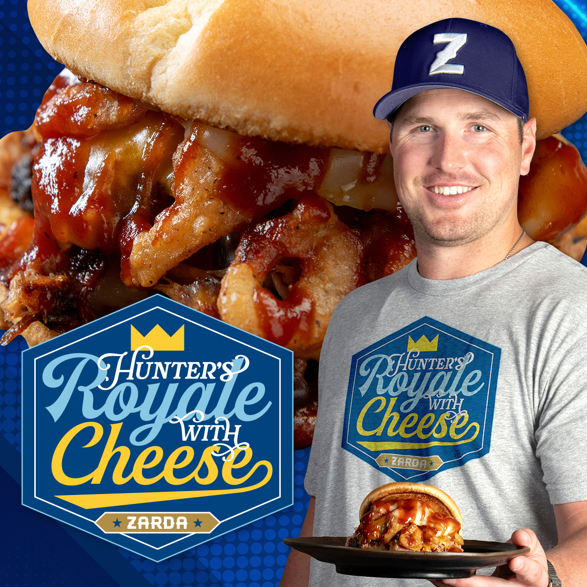 ZardaBBQ's tweet photo. Hunter’s Royale with Cheese from Zarda and Hunter Renfroe is officially back at Zarda and @HyVee for the 2025 season! A portion of the proceeds benefits @BBBSKC! 

Order now at https://t.co/E1rGkO6XoG

#zarda #zardabbq #huntersroyale #kcbbq #eatlocalkc https://t.co/EsPvZTksdz