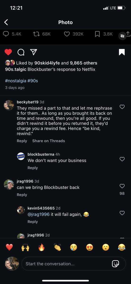 BeckyBat19's tweet photo. @blockbuster @LoveisBlindShow Hey someone is posing as you on instagram, leaving rude spam comments. Wanted to bring this to your attention in case you didn’t know, they’ve been bullying people in comments and via direct messages of me and other people. @blockbuster https://t.co/sEpUzb6qLa