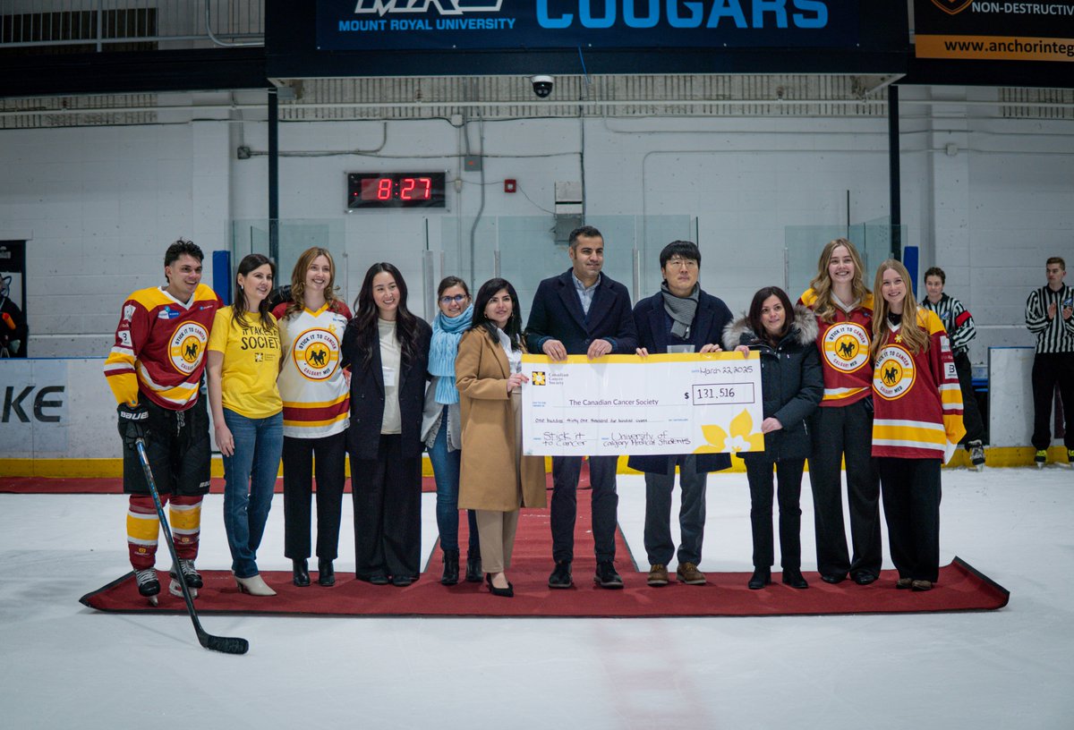 UCalgaryMedicine (@ucalgarymed) on Twitter photo #UCalgary medical students and faculty hit the ice to raise more than $130,000 for multiple myeloma research at the student-run Stick it to Cancer charity hockey game 🔥🏒 ucalgary.ca/news/ucalgary-…
<a href="/cancersociety/">Canadian Cancer Society</a> <a href="/Charb_Cancer/">Charbonneau Cancer Institute</a> <a href="/uofcknes/">UCalgary Kinesiology</a> <a href="/ucalgaryalumni/">UCalgary Alumni</a> #UCalgary medical students and faculty hit the ice to raise more than $130,000 for multiple myeloma research at the student-run Stick it to Cancer charity hockey game 🔥🏒 ucalgary.ca/news/ucalgary-…
<a href="/cancersociety/">Canadian Cancer Society</a> <a href="/Charb_Cancer/">Charbonneau Cancer Institute</a> <a href="/uofcknes/">UCalgary Kinesiology</a> <a href="/ucalgaryalumni/">UCalgary Alumni</a>