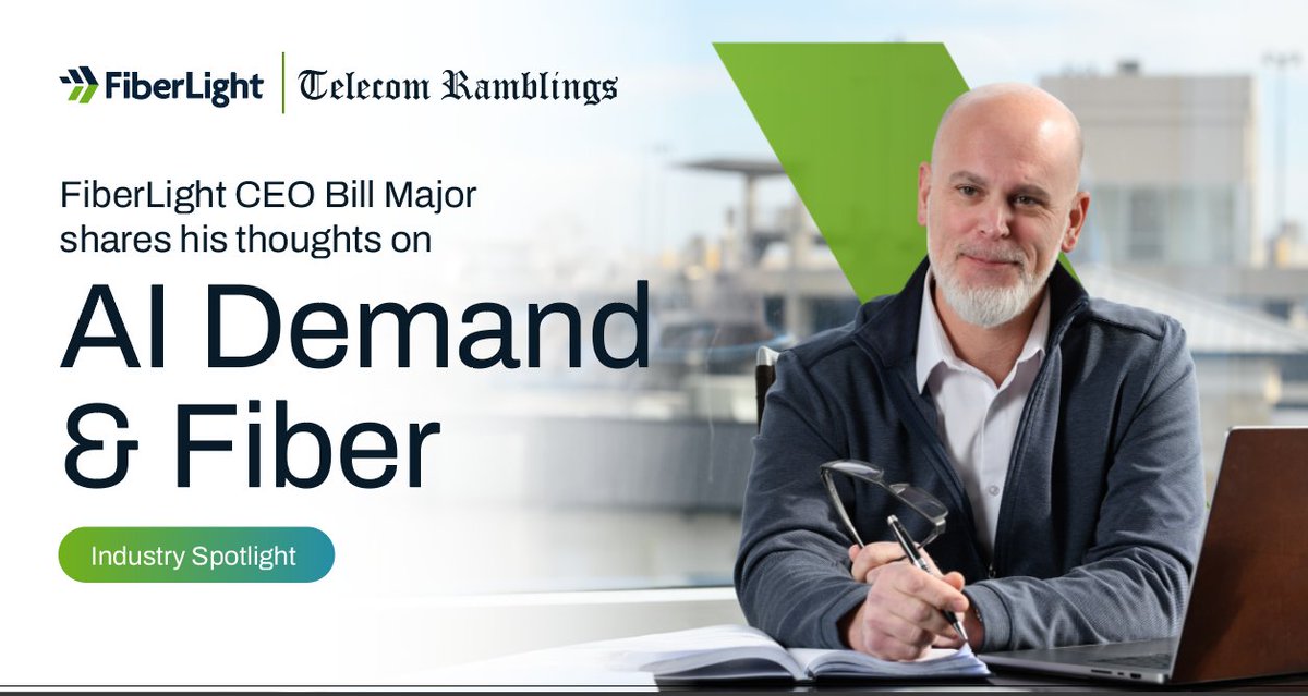 FiberLight, LLC (@fiberlight_llc) on Twitter photo In his latest interview with Telecom Ramblings, FiberLight CEO Bill Major shares his thoughts on the growing demand for fiber driven by AI, telecom M&A trends, FiberLight’s expansion, and more.
lnkd.in/enzntcvB In his latest interview with Telecom Ramblings, FiberLight CEO Bill Major shares his thoughts on the growing demand for fiber driven by AI, telecom M&A trends, FiberLight’s expansion, and more.
lnkd.in/enzntcvB