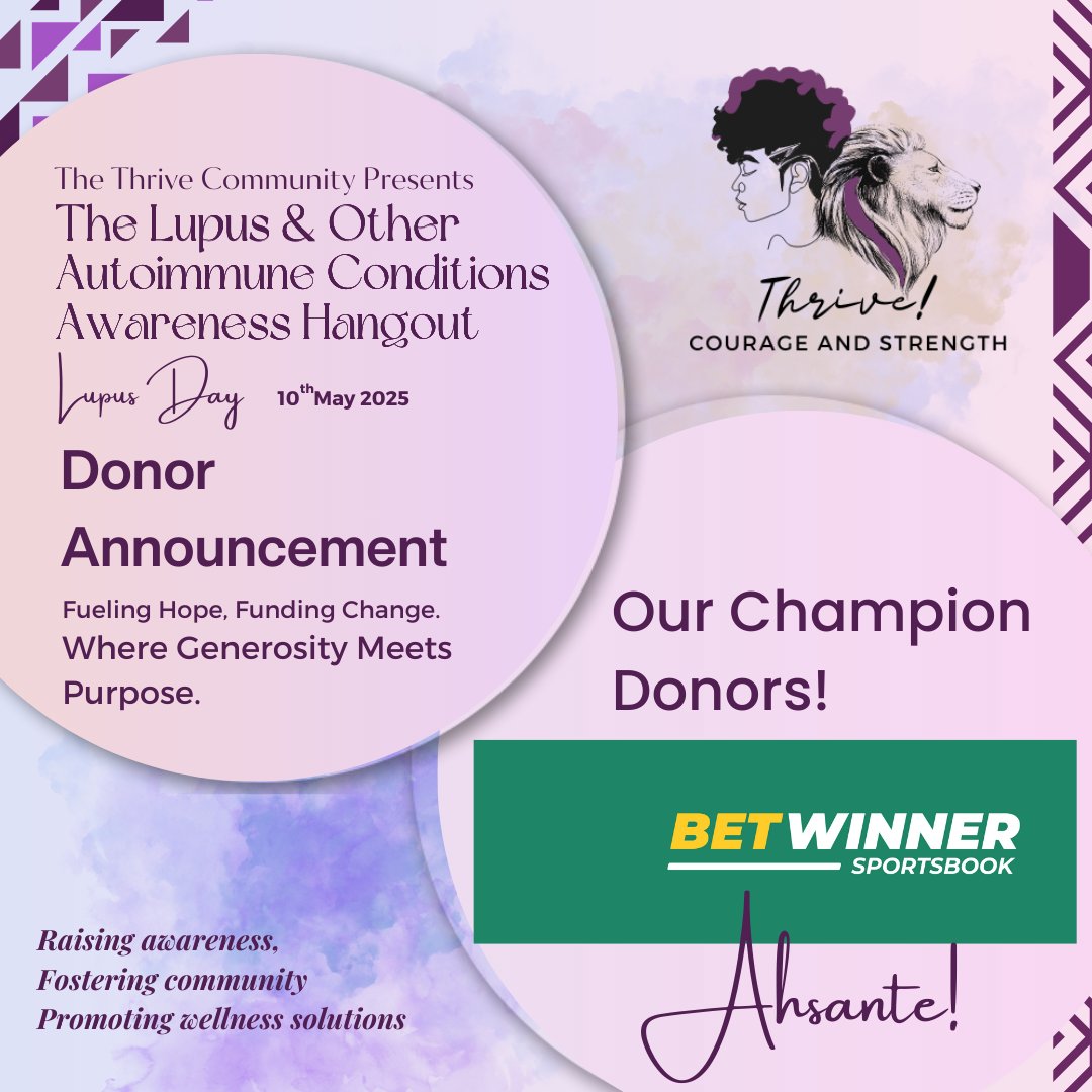 ThriveKomUnity's tweet photo. A huge thank you to @BetwinnerKenya for joining us as a Champion Donor for the #LupusAndOtherAutoimmuneConditionsHangout 💜💪🏾
Your support is helping us create a space of healing, awareness, and empowerment for warriors across Kenya.
We’re truly grateful! https://t.co/x3bnX48nZB