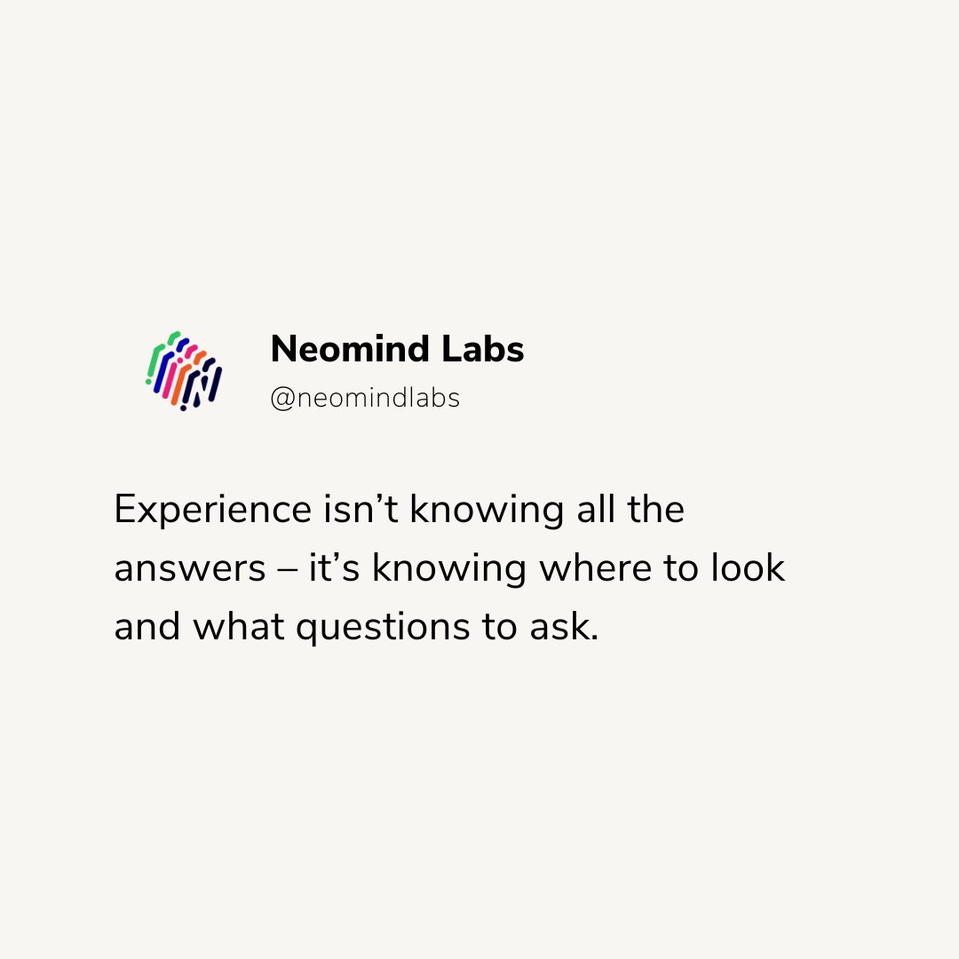 NeomindLabs's tweet photo. Experience is key at Neomind Labs 💡
.
.
.
.
.
.
#techie
#coding
#software
#softwaredeveloper
#rubyonrails
#quotes
#technology https://t.co/OYRQydLAnM