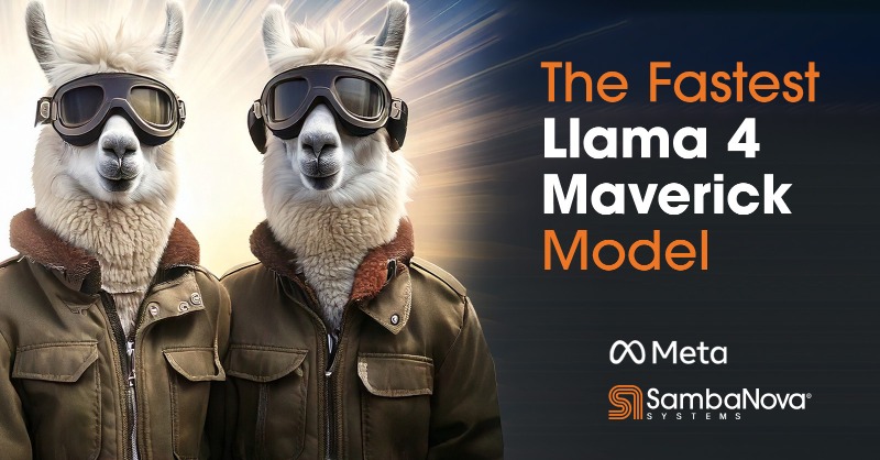 SambaNovaAI's tweet photo. I feel the need, the need for speed! 😎✈️

🦙 Llama 4 Maverick from @AIatMeta is now available on SambaNova Cloud &amp; it's the fastest inference verified by @ArtificialAnlys at 655 t/s. 🚀

$0.50 / million input tokens &amp; $2.00 per million output tokens.

On SambaNova Cloud 👇☁️