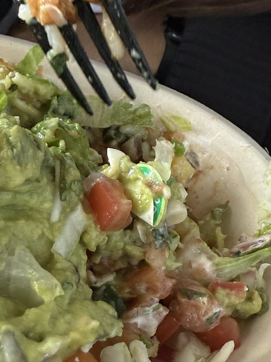 lilshaadi's tweet photo. @ChipotleTweets  gross… didn’t know stickers were an apart of the menu…. https://t.co/W8lFf4NAax