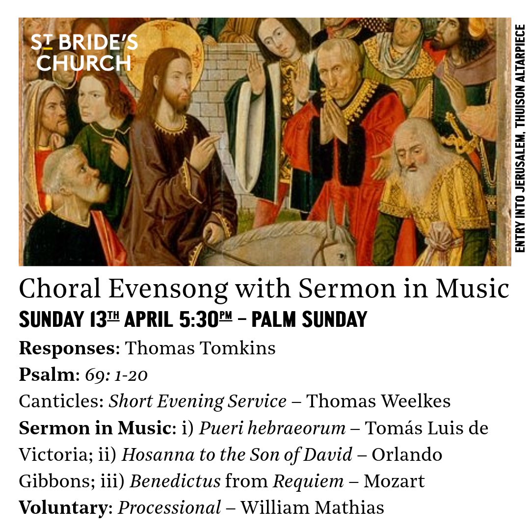 StBrides_Choir's tweet photo. Orlando Gibbons' resplendent setting of "Hosanna to the Son of David" is part of this week's #SermonInMusic for #PalmSunday. https://t.co/BEe1VFHELq