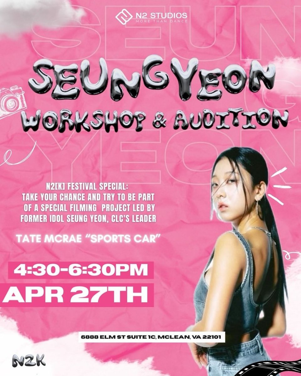 CLC_Schedule's tweet photo. SEUNGYEON 

DANCE – Another workshop at N2 dance studio in McLean, VA on 27th April

AUDITION to be in Seungyeon dance video for Sports Car, will have extra rehearsals 28th April - 2nd May
FILMING: 3rd or 4th May

#장승연 #CHANG_SEUNGYEON https://t.co/BAplrMPz3x