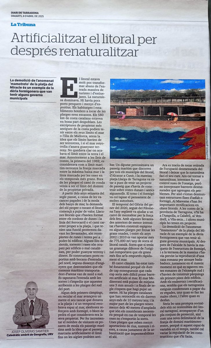 Nou article d'opinió del Dr. Josep Oliveras, catedràtic emèrit de #Geografia <a href="/universitatURV/">Universitat Rovira i Virgili</a>, publicat al Diari de Tarragona.