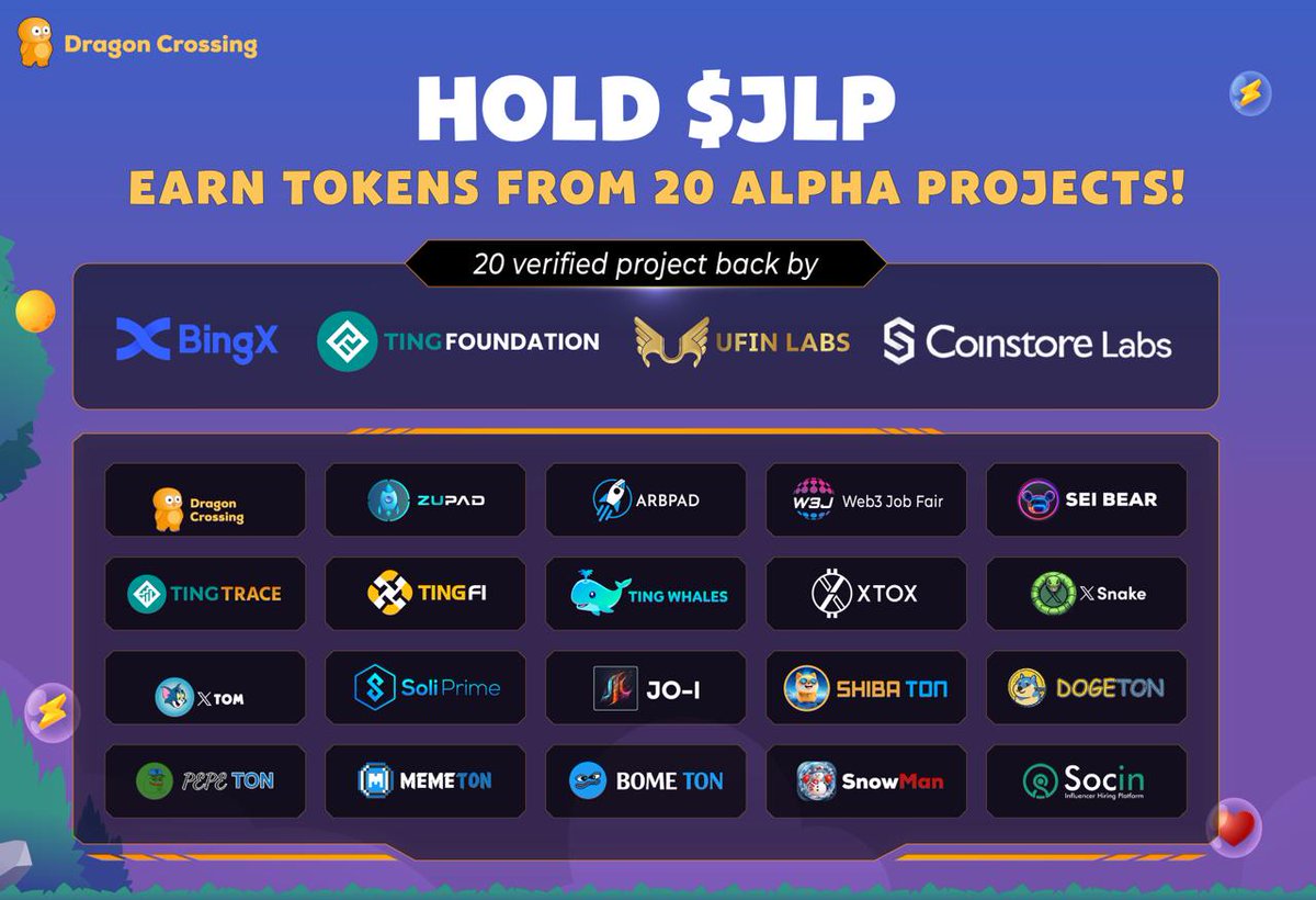 dragoncrossTon's tweet photo. 🔥 Dragon Crossing x JLaunchpad! 🔥

Hold $JLP &amp; earn tokens from 20 Alpha projects backed by BingX, Ting Foundation, UFIN Labs &amp; Coinstore Lab!

🎮 Dragon Crossing - Strategic gameplay, big rewards!
📅 Starts: Mar 29, 2025

⚡️ Don't miss out! 

#JLP #HoldToEarn https://t.co/cwYfgLhLSl