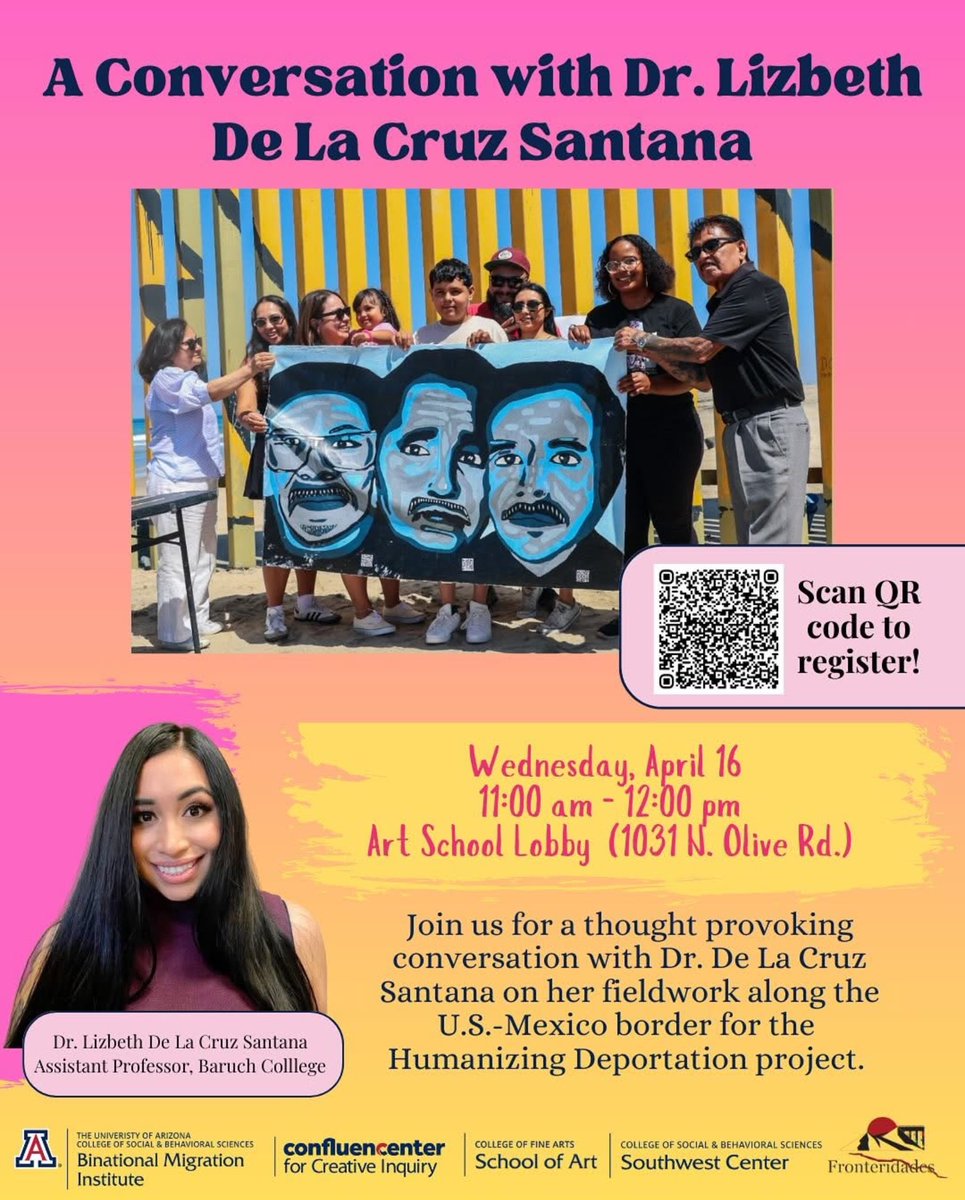 Join us for this 2 day event next week! You won’t want to miss it!

We’re excited to have artist &amp; scholar Lizbeth De La Cruz Santana on campus to talk about her Deported US Veterans Mural project &amp; learn more about her work!🎨

Link in bio to RSVP!

<a href="/UArizona_BMI/">Binational Migration Institute - UArizona</a> <a href="/UArizonaArts/">Arizona Arts</a>