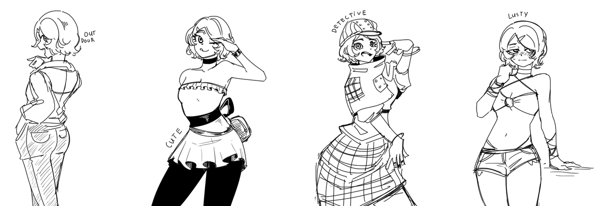 pluckine's tweet photo. Some clothing style try out for Flan https://t.co/8Lz7BP1wq7