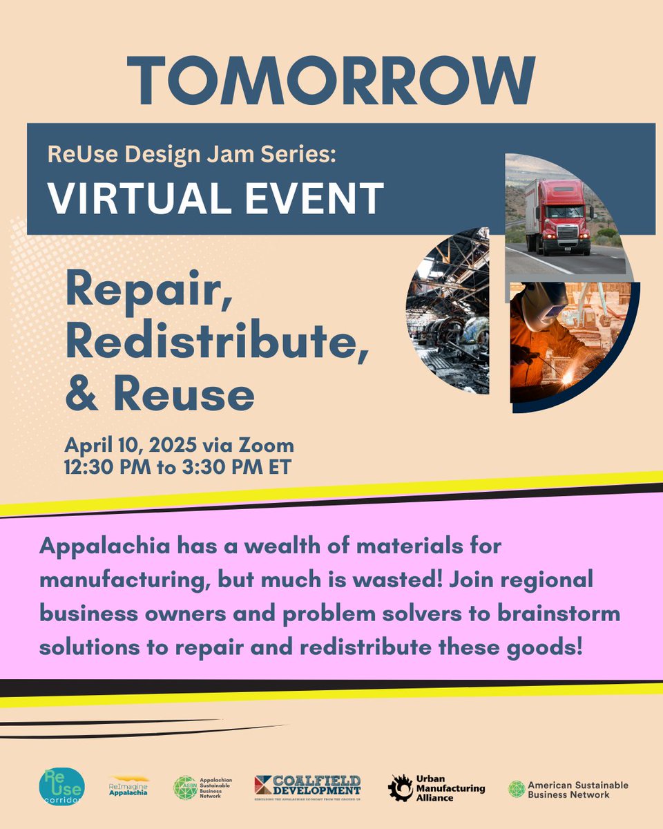 Join us TOMORROW to brainstorm ways to:
♻️ Integrate recycled materials into new supply chains
 🛒 Build marketplaces for easy access 
 🚛Leverage industrial transportation routes and facilities to repair and redistribute goods?

Register @
secure.everyaction.com/UKdV1M_Iv0Cfhe…