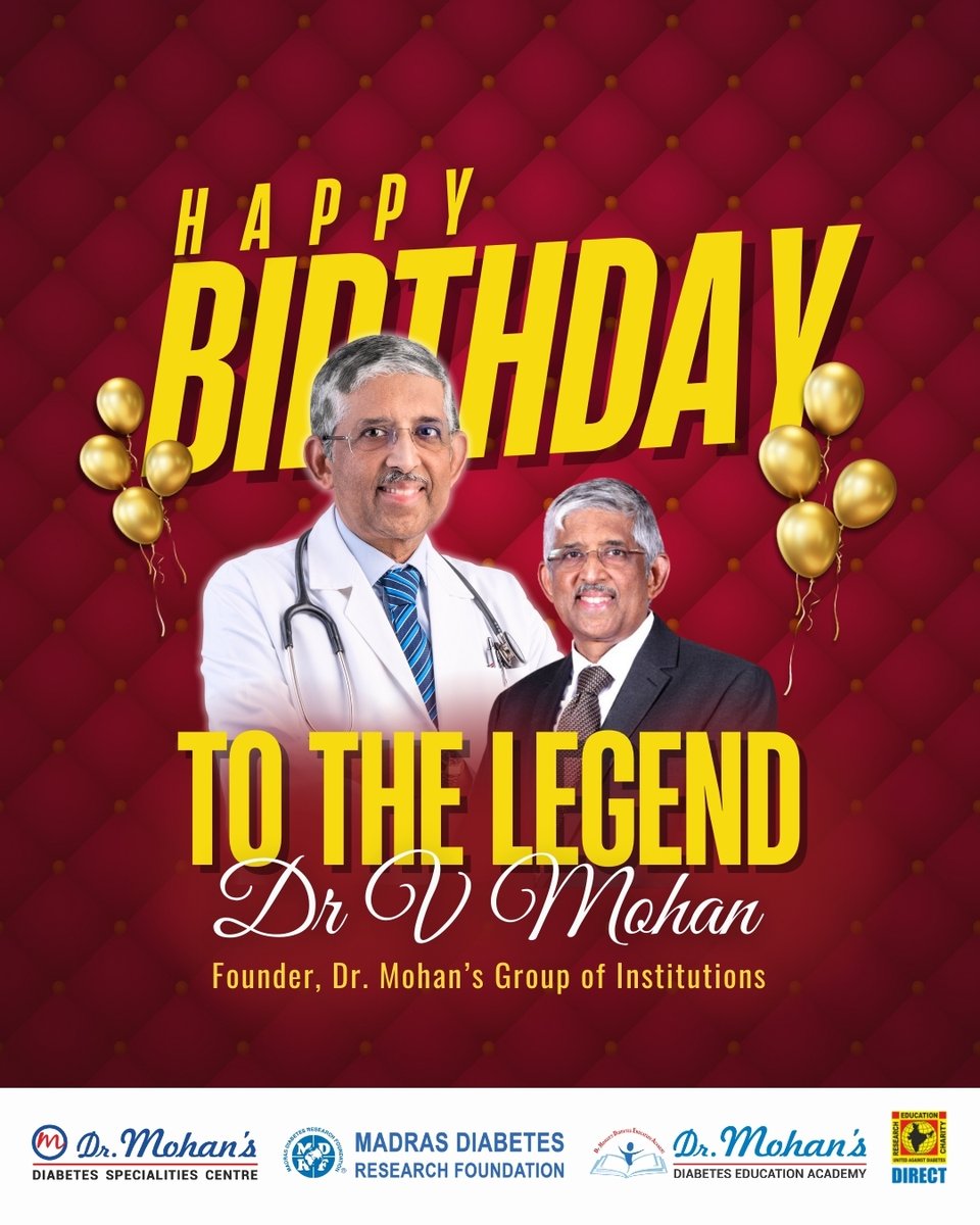 Dr.Mohan's Diabetes (@dmdsc) on Twitter photo Happy Birthday to the Legend – <a href="/drmohanv/">Dr.V.Mohan</a> Sir! 🎉
Today, we celebrate not just a birthday but a legacy of healing, hope, and humanity.
👨⚕️ The Doyen of Diabetology
🌟 A visionary who redefined diabetes treatment
❤️ A mentor, researcher, and healer to millions Happy Birthday to the Legend – <a href="/drmohanv/">Dr.V.Mohan</a> Sir! 🎉
Today, we celebrate not just a birthday but a legacy of healing, hope, and humanity.
👨⚕️ The Doyen of Diabetology
🌟 A visionary who redefined diabetes treatment
❤️ A mentor, researcher, and healer to millions