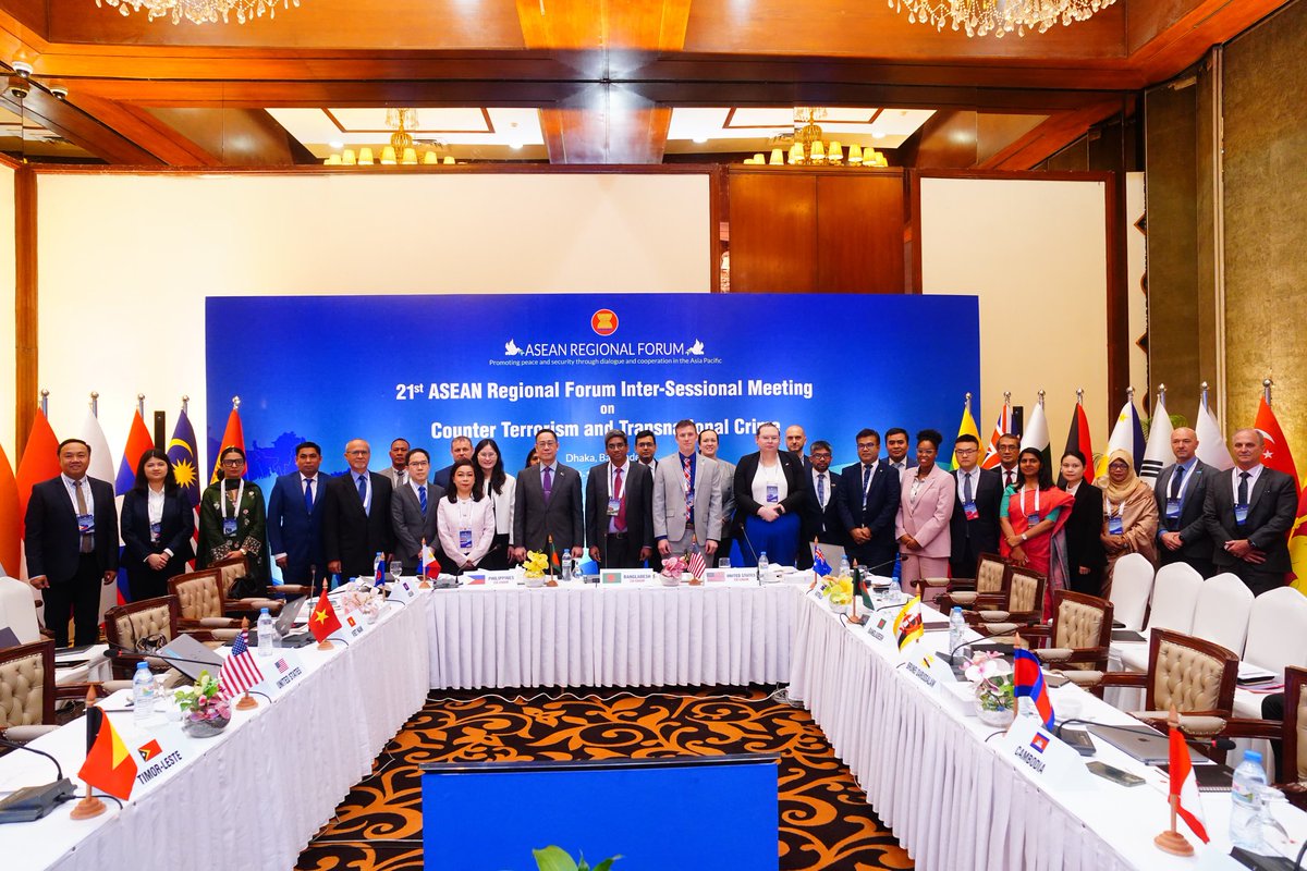 21st ARF ISM on CTTC kicked off today in Dhaka. Bangladesh, the Philippines and the US co-chaired the meeting. Delegates discussed global and regional security threats and called for wider collaboration across the Asia-pacific.
