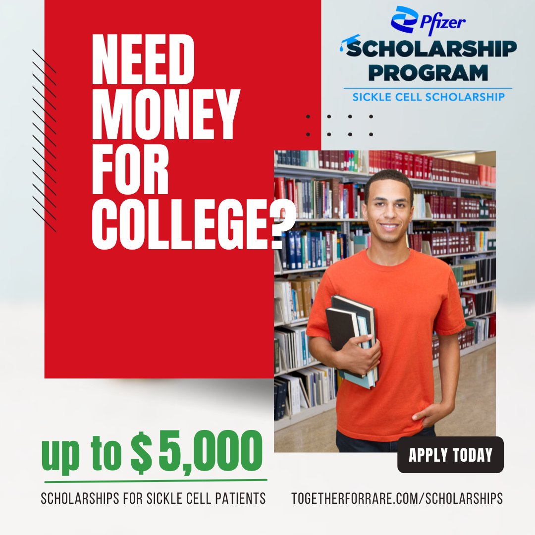 Sickle Cell Alliance Foundation is proud to share resources for individuals living with Sickle Cell.  To learn more about this college scholarship please visit togetherforrare.com/scholarships today.

#SickleCell #SickleCellResources #CollegeScholarship #SCAFCincy