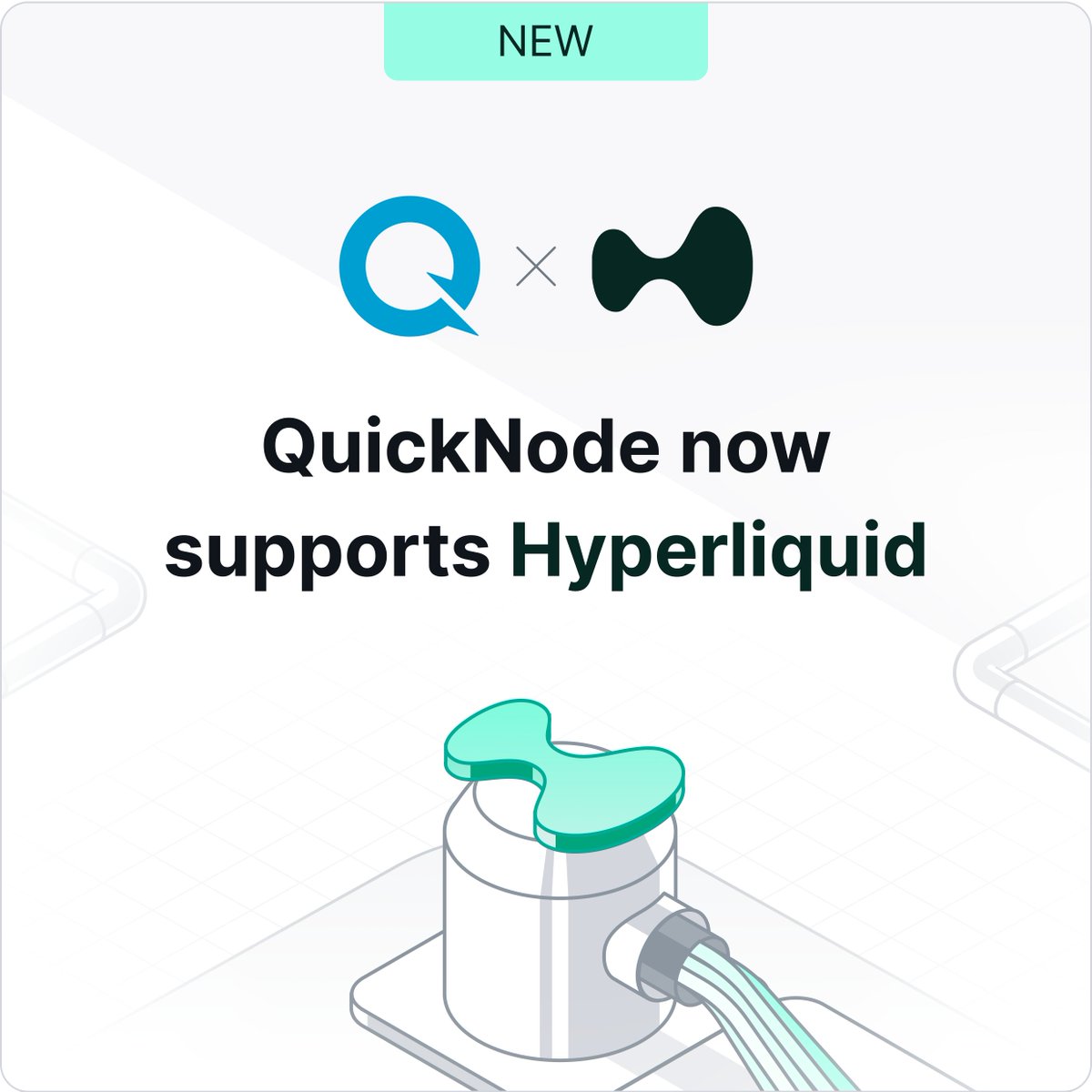 Quicknode's tweet photo. QuickNode now helps you build on @Hyperliquidx, a new blockchain built for fully onchain finance.

Built from the ground up with its own HyperBFT consensus, it combines blazing-fast execution with deep onchain liquidity.

Hyperliquid. https://t.co/KfZ1l1gNme