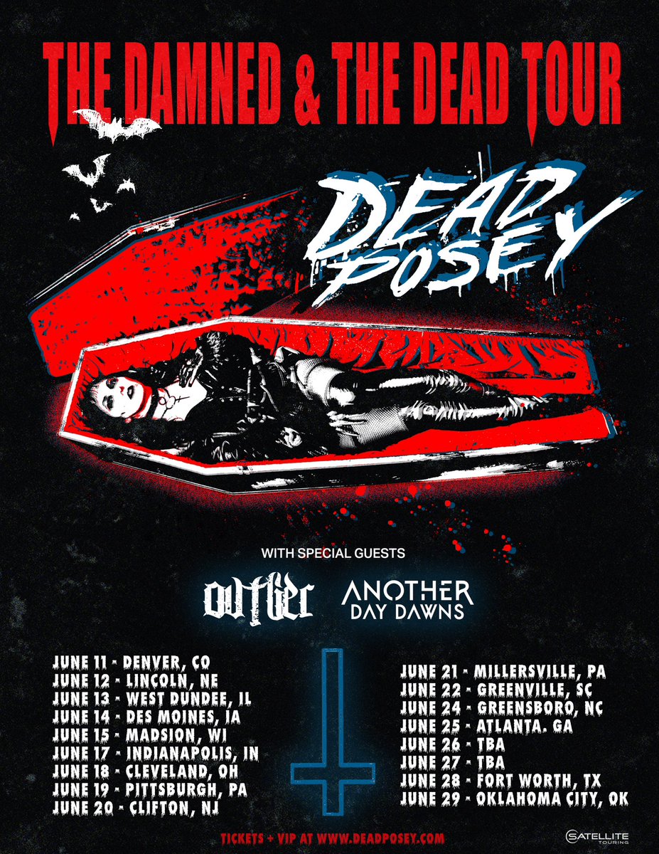 dead_posey's tweet photo. DEAD POSEY FAITHFUL - we’re going on our first-ever US headlining tour this June!! 🦇

Cheers to our amazing support @ovtlierband &amp; @an0therdaydawns - make sure to check them out &amp; show them some love!

Tickets + VIP go on sale this Friday 4/11!!
https://t.co/Fq0Sc4KCOp https://t.co/FvR31LOxOz