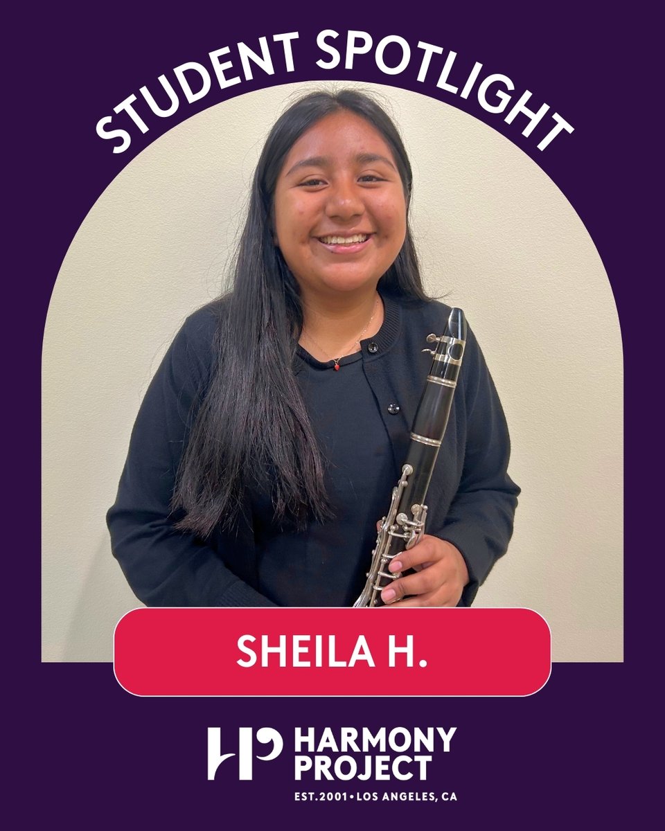 HarmonyProject's tweet image. Today, we are spotlighting #clarinetist Sheila, who is a senior. In our sit down, Sheila reflects on her time at #HarmonyProject and how HP has set her up for success in #college. To read the interview: harmony-project.org/stories/meet-s….

#GiveMusicChangeLives #StudentSpotlight