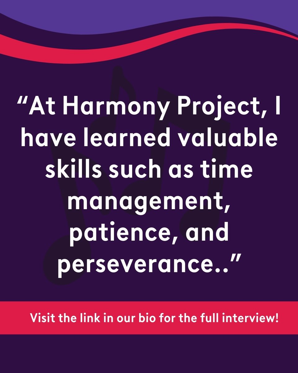 HarmonyProject's tweet image. Today, we are spotlighting #clarinetist Sheila, who is a senior. In our sit down, Sheila reflects on her time at #HarmonyProject and how HP has set her up for success in #college. To read the interview: harmony-project.org/stories/meet-s….

#GiveMusicChangeLives #StudentSpotlight