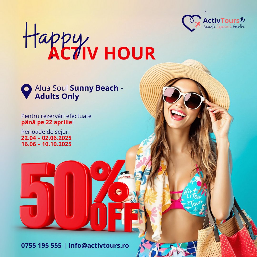 activtours2003's tweet photo. 🎉 HAAAPPY HOUR LA MARE! 🌴☀️
Vacanța ta de vis la preț de poveste tocmai a sosit!

Alua Soul Sunny Beach – Adults Only, parte din renumitul lanț Hyatt, te așteaptă în inima stațiunii Sunny Beach, direct pe plajă și… complet renovat pentru vara 2025! 😍

🔥 Reducere de 50% ! https://t.co/fFPTB1xYTl