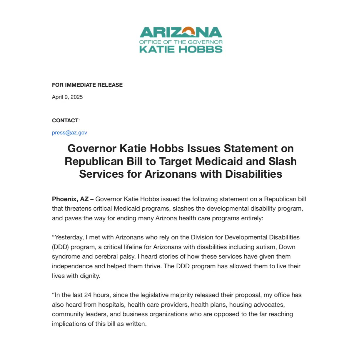 Governor Hobbs Takes a Stand Against Republican Medicaid Attacks