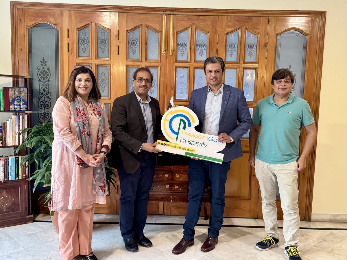 Thank you <a href="/SyedRazaAli/">Syed Raza Ali</a> Ali, CEO <a href="/PJNPakistan/">Peace & Justice Network (پیس اینڈ جسٹس نیٹ ورک)</a>, for visiting <a href="/FreedomGatePros/">Freedom Gate Prosperity</a> Office and meeting with our CEO <a href="/AnwarMuhammad0/">Muhammad Anwar</a>, <a href="/Uroojsayyami/">UroojSayyami</a> and Shafqat Aziz for exploring avenues of mutual collaboration.
#Peace #Justice #ClimateAction