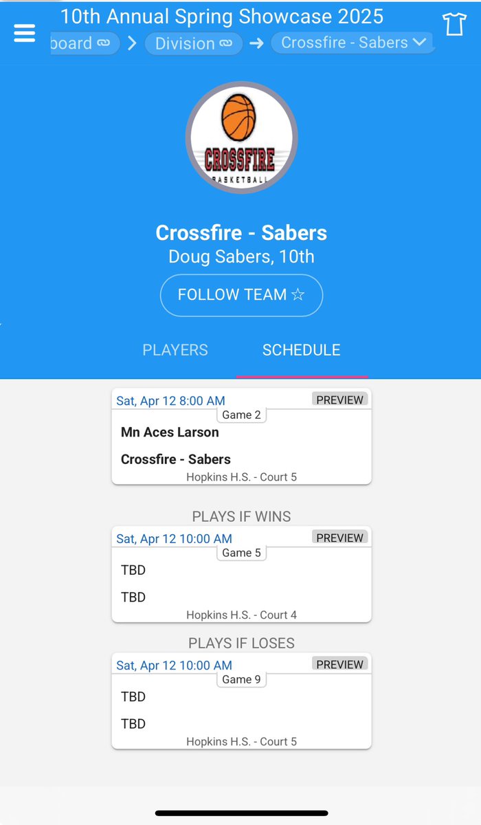 Changes to the schedule at Spring Showcase, first game is now at 8:00 AM vs MN Aces