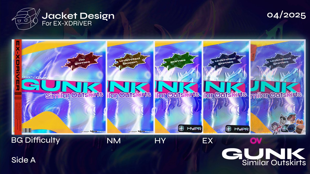 Foodbot4's tweet image. GUNK!

I've made the jacket art for EX-XDRiVER for their april fools event!! I'm extremely excited to see a HYPERNIGHT song in a rhythm game so I went all out :D
Shoutout to everyone who contributed for this too!!
song by @Sim_Out_

#graphicdesign #affinitydesigner