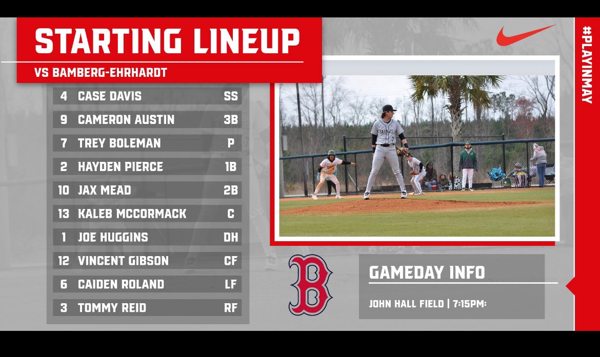 🚨Starting 9 for Tonight! 🚨

#HorsesBSB #PlayInMay ⚾️🐴
