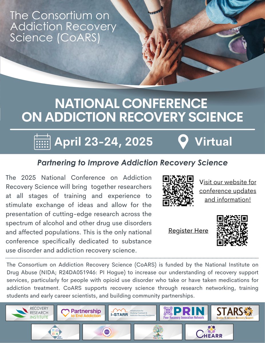 We are two weeks away from the National Conference on Addiction Recovery Science. Join us virtually on April 23-24, 2025, for an unforgettable event.

View our schedule and register here: recoveryanswers.org/coarsconferenc… 
#NCARS2025 #RecoveryThroughScience #addiction #science