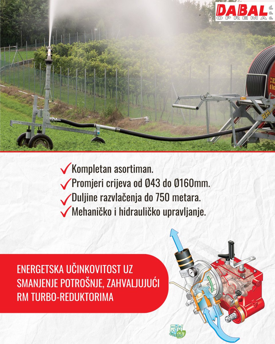 dabaloprema's tweet photo. 💦 Kad stigne ljeto, voda postaje najvrjedniji saveznik – ali i najveći izazov. Ako ste ikad pokušali navodnjavati veću površinu bez pravog sustava, znate o čemu pričam.

💬 Ako vas zanima kako bi RM sustav radio na vašem terenu – saznajte više na:  https://t.co/rh68Z3AgQb https://t.co/qju4xnRasF